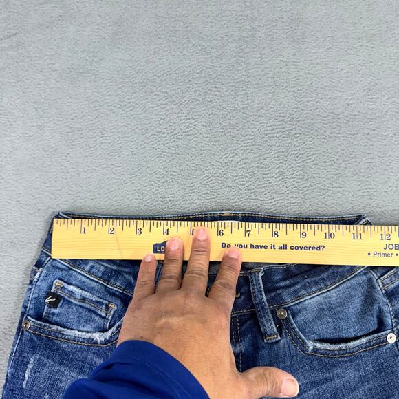 KanCan Distressed‎ Skinny Jeans Junior Women Blue Fringed Whisker 5/ 26 - Picture 5 of 10